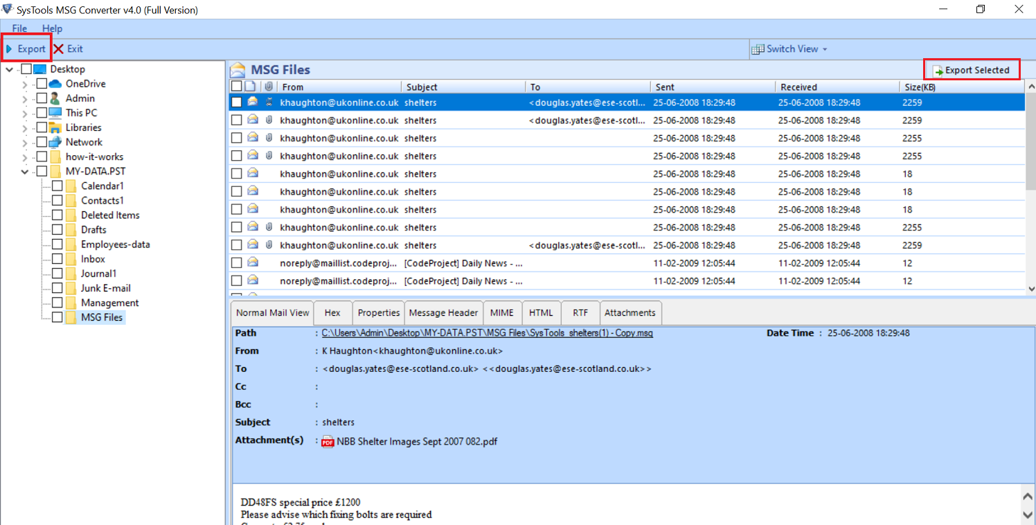 export outlook messages to pdf