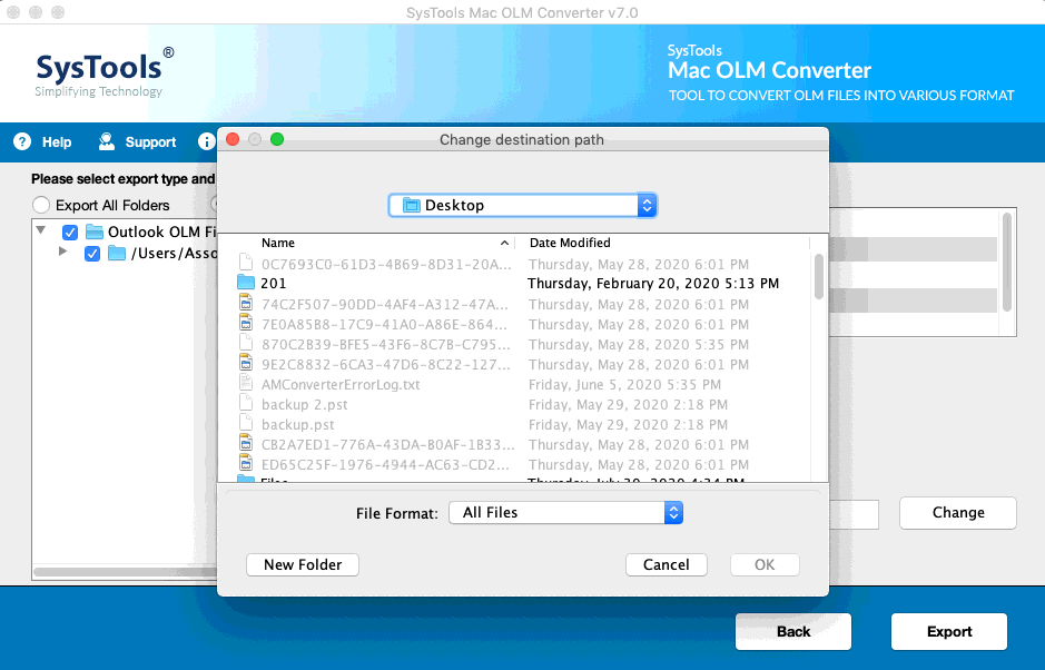 Destinaiton folder